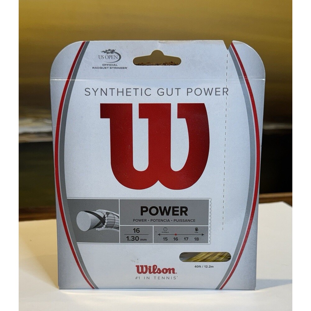 Wilson Synthetic Gut Power 16G Gauge Tennis Racquet String WRZ9453 Gold NEW